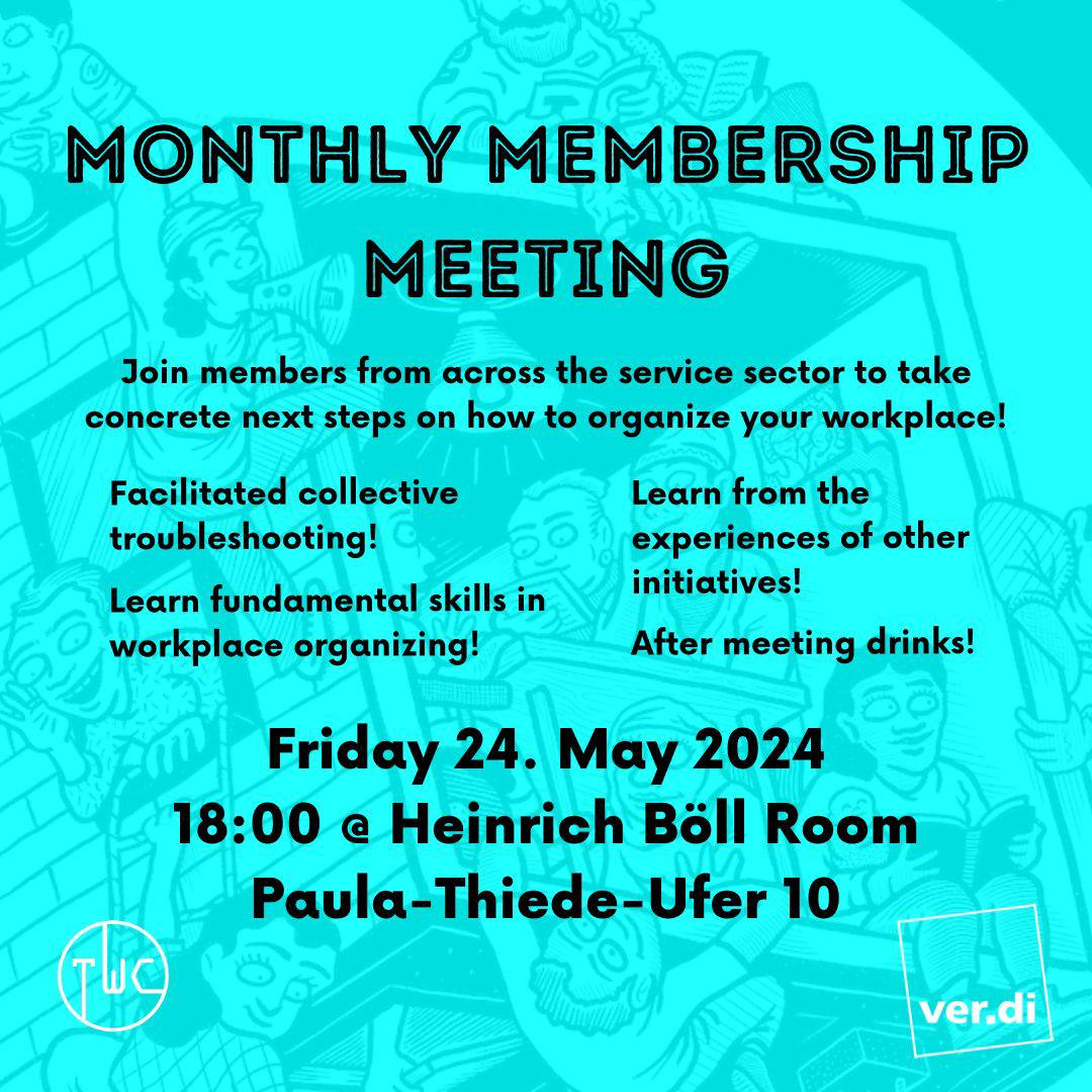 Monthly membership meeting: Join members from across the start-up sector to take concrete next steps on how to organize your workplace! Facilitated collective trouble shooting! Learn fundamental skills in workplace organizing! Learn from the experience of other initiatives!
